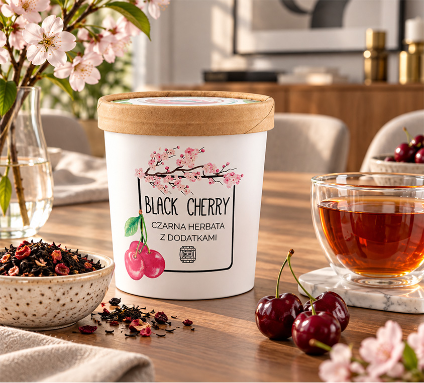 Cherry Black Leo Tea – czarna wiśniowa herbata w dekoracyjnym kubku prezentowym